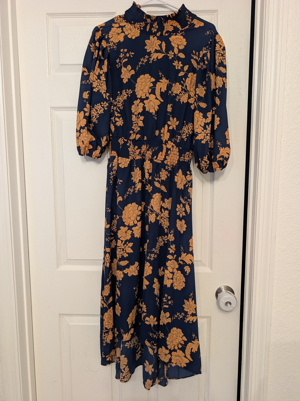 Nanette Lepore Navy and Mustard Floral Maxi Dress